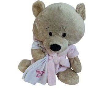 Ganz‎ Soft Plush Teddy Bear With Pink Robe & "Get Well Soon" Blanket
